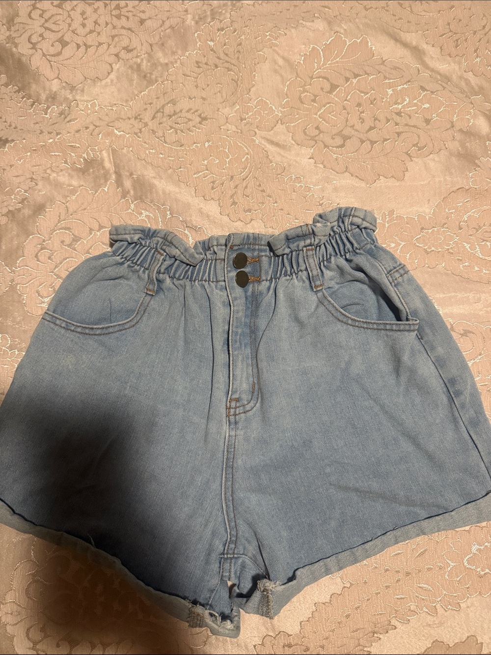 Showpo Light Blue Paperbag Waist Denim Shorts